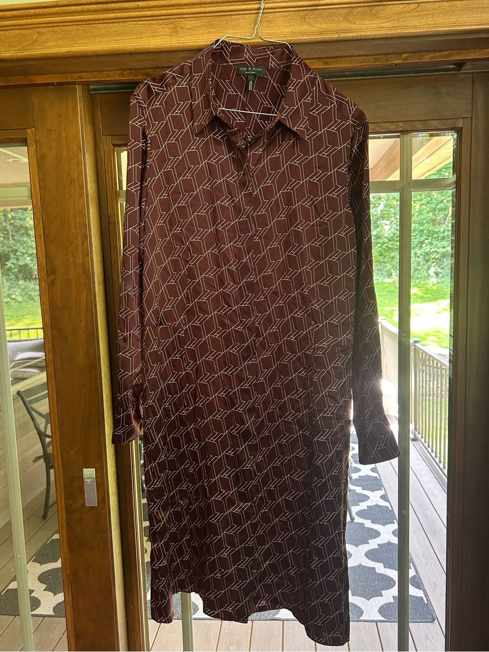 rag & bone Burgundy Geometric Long Shirt Dress